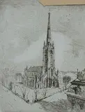 Owen P. Staples, St. James Cathedral, Toronto, etching on paper