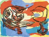 Untitled - Abstract Composition #75/200 by Karel Appel, 1965, colour lithograph on paper, sold Nov 1995