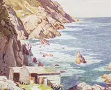 Frederick Henry Brigden, Cliffs at Logie Bay, Nfld., watercolour on paper