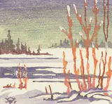 Hubert Valentine Fanshaw, Canadian Winter, 1922, colour lino block on paper