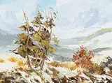 Elaine Fleming, High on a Mountain, Banff, oil on canvas board