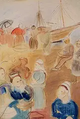 Lillian Freiman, Brittany Scene, watercolour and pastel on paper