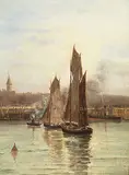 John A. Hammond, Untitled - Ships in the Harbour, 1885, oil on canvas