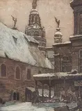 Nicholas Hornyansky, N. Dame du Bon Secours [Montreal], colour etching on paper