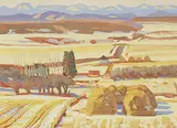 Stacks, Turner Valley, Winter by Illingworth Kerr, 1976, oil on canvas board, sold Nov 1995
