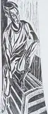 Helmut Julius Becker, Seated Youth #2Ed. 1/12, 1960, wood block on paper