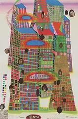 Friedrich Hundertwasser, Good Morning City Bleeding Town #4034/10000 Series U, 1969, silkscreen on paper
