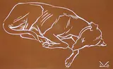 Illingworth Kerr, Sleeping Hound #30/100, lino block on paper