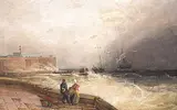 Thomas Pritt, Untitled - Fishing Boats in Harbour, 1835, watercolour on paper