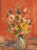 William Lewy Leroy Stevenson, Floral on Red Background