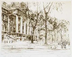 Ernst Neumann-Neander, The Old Courthouse, Montreal, 1945, etching on paper