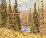Lawrence Nickle, Pond, Armour Twp., East Parry Sound, Ont., April 81, 1981, oil on board