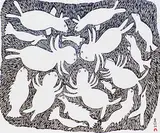Pitseolak Ashoona, Animals of the Deep #32/50, 1973, colour stone cut on paper