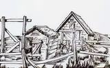 Clifford Foard Robinson, TI Ranch, Bassano, Alta. #16/75, lino block on paper