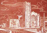 Margaret Shelton, Knox United Church, Calgary, 1941, lino block on paper