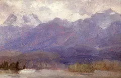 Jasper Range by Frederic Marlett Bell-Smith, oil on board laid down on paperboard, sold May 1995