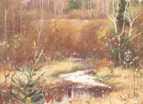 Denis Bourgeois, Charlevoix Stream, oil on canvas board