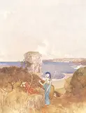 William Russell Flint, She Stood and Looked at Him with Her Clear Grey Eyes