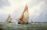 Charles E. Hannaford, Departure of Fishing Fleet, Ostende, watercolour on paper