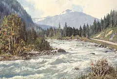Untitled - Mountain Stream by George A. Horvath, oil on canvas board, sold May 1995