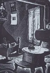 Labrador Kitchen #3/30 by Edwin Holgate, 1930, wood block on paper, sold May 1995