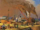 Anthony Law, Shipyard, 1943, oil on board