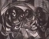Arnold Belkin, El Debate #19/20, 1959, etching on paper