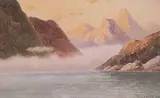 George Robert Bruenech, Untitled - Sunset on the Norway Coast, watercolour on paper