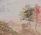 Harriet Mary Ford, Untitled - Landscape with Mountains in Distance, watercolour on paper
