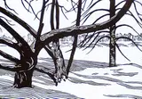 Ernest Friedrich Lindner, Untitled - Trees in Winter #35/100, wood block on paper