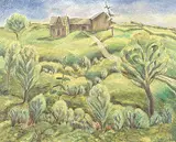 Gladys Eleanor Montgomery, Country Homestead Before Storm. Ont., oil on canvas
