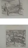 Marion Florence Nicoll, Greetings, 1947 - Two Drawings of Street Car