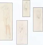 Bruce Pashak, Untitled - Four Drawings of a Model, 1981, pencil on paper