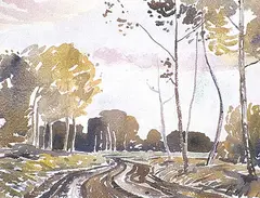 Untitled - Winding Road, Edmonton by Llewellyn Petley-Jones, 1931, watercolour on paper, sold May 1995