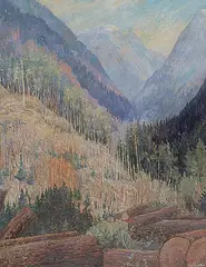 Stuart Clifford Shaw, Untitled - British Columbia Mountain Scene, oil on masonite