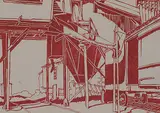 Margaret Shelton, Rosedale Mine Tipple, 1939, lino block on paper