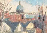 Rose Wiselberg, View of Westmount, 1945, oil on paper board