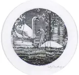 Swans by Walter J. Phillips, 1932, wood engraving on paper, sold May 1995