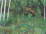 Ralph Jean Rigaux, Untitled - Forest Interior with Flowers, oil on canvas