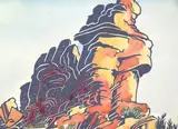 Margaret Shelton, At Dorothy, 1940, lino block on paper