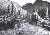 Margaret Shelton, The Fraser Canyon #79/100, 1943, lino block on paper