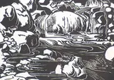 Margaret Shelton, Edith Creek, Banff, 1941, lino block on paper