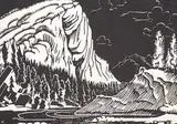 Margaret Shelton, Tunnel Mountain, Banff, 1941, lino block on paper