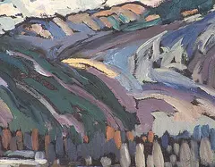 Lawrence Washburn, Near Vermillion Lakes, Banff, Alberta, 1980, oil on canvas board