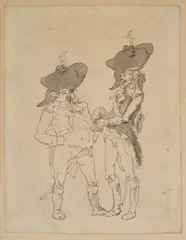 Naval Officers In Conversation by Thomas Rowlandson, pen and ink and wash on paper, sold Mar 2025