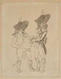 Thomas Rowlandson, Naval Officers In Conversation, pen and ink and wash on paper