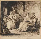 George Richmond, Study For The Four Daughters Of John Bird Sumner, Archbishop Of Canterbury, pen and ink on wove paper