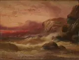 Edward King Redmore, Cliffs By A Stormy Sea, oil on board