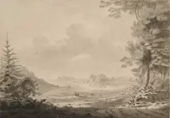 William Henry Barnard, An Open Landscape, Somerset, watercolour on paper
