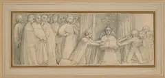 Thomas Stothard, The Orleans Family Reconciled By The Duke Of Burgundy, pen and ink and wash